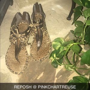 2 Lips Too Fringe | Leopard Print Sandals Size: 8